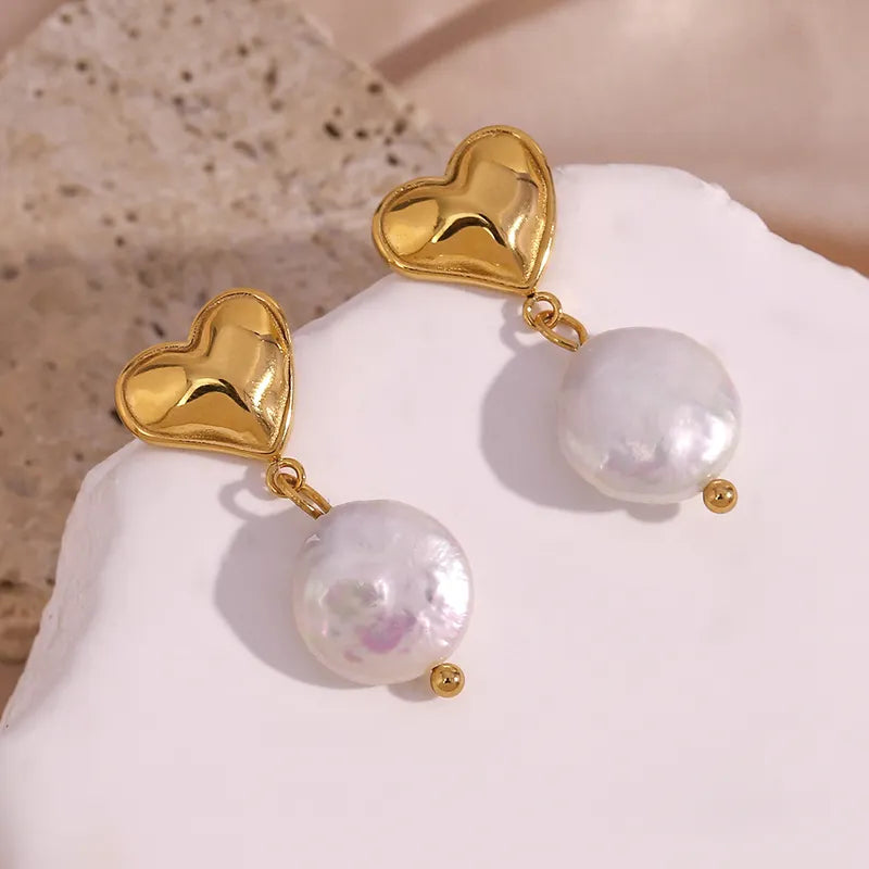 Heart Baroque Pearls Studs