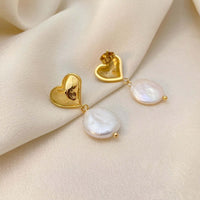 Heart Baroque Pearls Studs