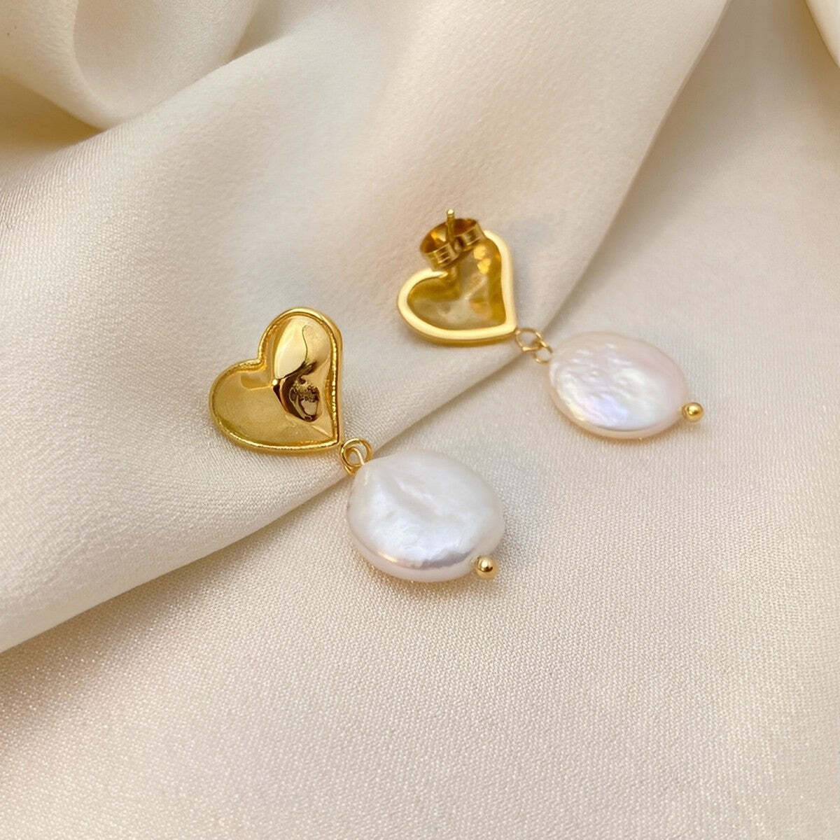 Heart Baroque Pearls Studs
